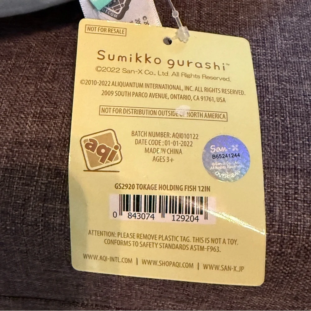 NWT San-X Sumikko Gurashi Tokage plush doll.